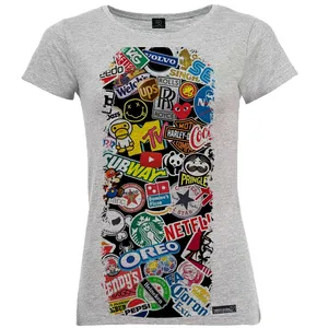 تی شرت آستین کوتاه زنانه 27 مدل Logo Mix کد MH1135