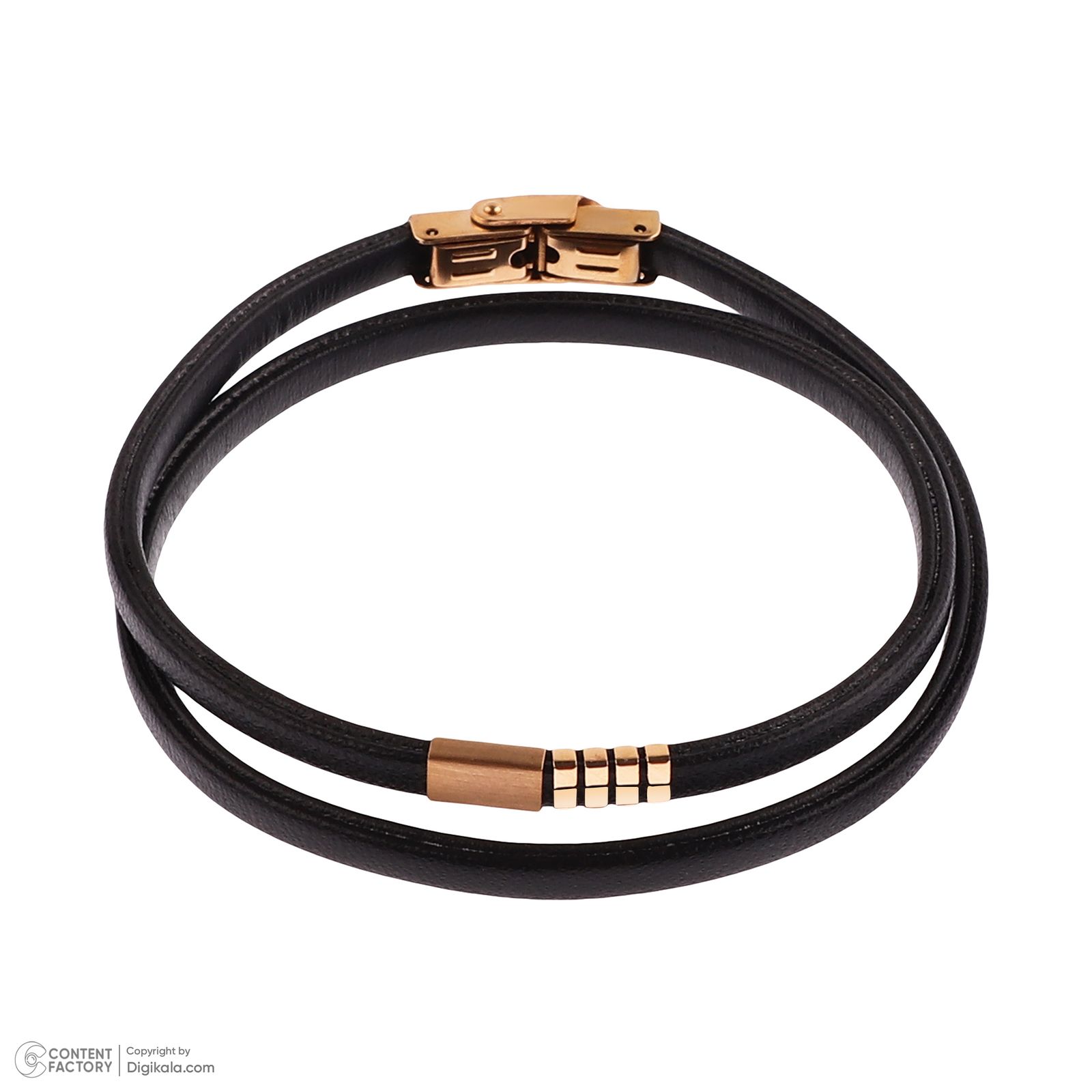 دستبند طلا 18 عیار زنانه با بند چرمی روبی آرت گالری مدل 250025 -  - 3
