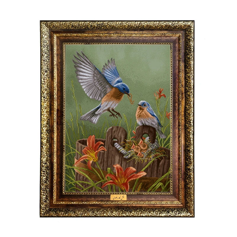 تابلو فرش ماشینی نقش نگار رضوی طرح پرنده کد 1048H
