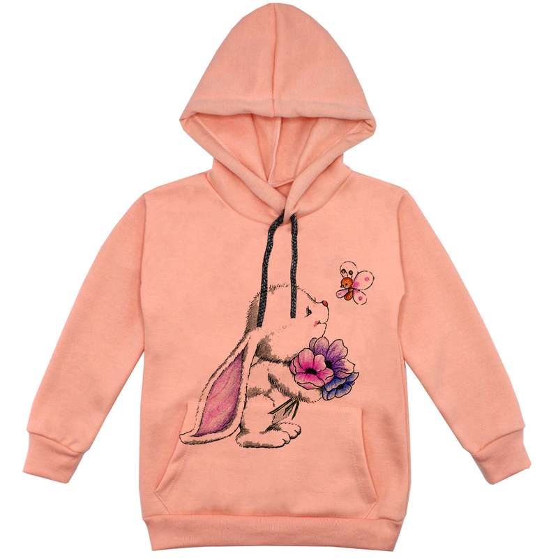 هودی دخترانه مدل خرگوش F70 رنگ گلبهی