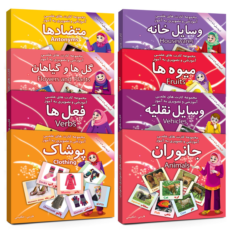 فلش کارت های علمی آموزشی و تصویری 2 تا10 سال انتشارات امین آذر مجموعه 8 عددی