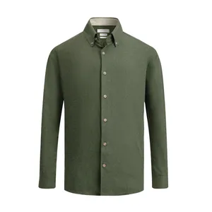 پیراهن آستین بلند یقه برگردان مردانه کروم مدل  یقه دکمه دار 2520103