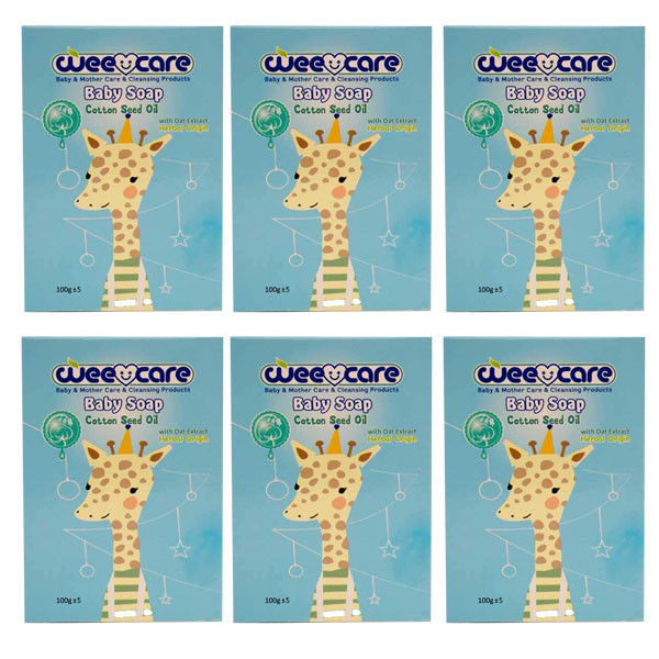 صابون بچه وی کر مدل Cotton Seed Oil مقدار 100 گرم مجموعه 6 عددی