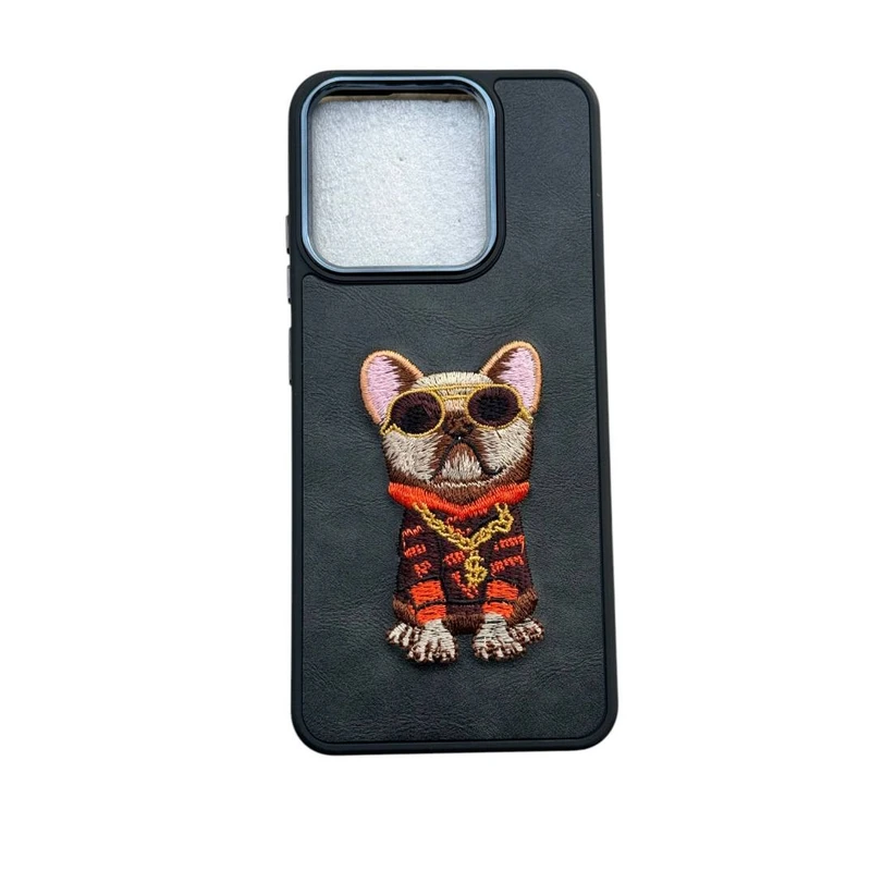کاور مدل چرم طرح سگ جنتلمن گلدوزی شده کد  DOG55  مناسب برای گوشی موبایل  شیائومی Redmi note 12 5G/ POCO X5