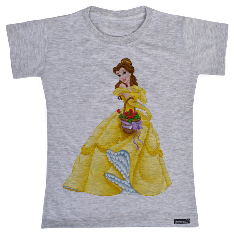 تی شرت آستین کوتاه دخترانه 27 مدل Belle Beast Cinderella کد MH1412