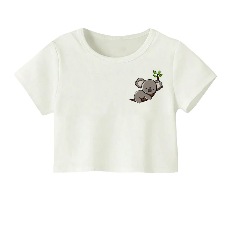 کراپ‌ تی‌شرت آستین کوتاه زنانه مدل کوالا تنبل