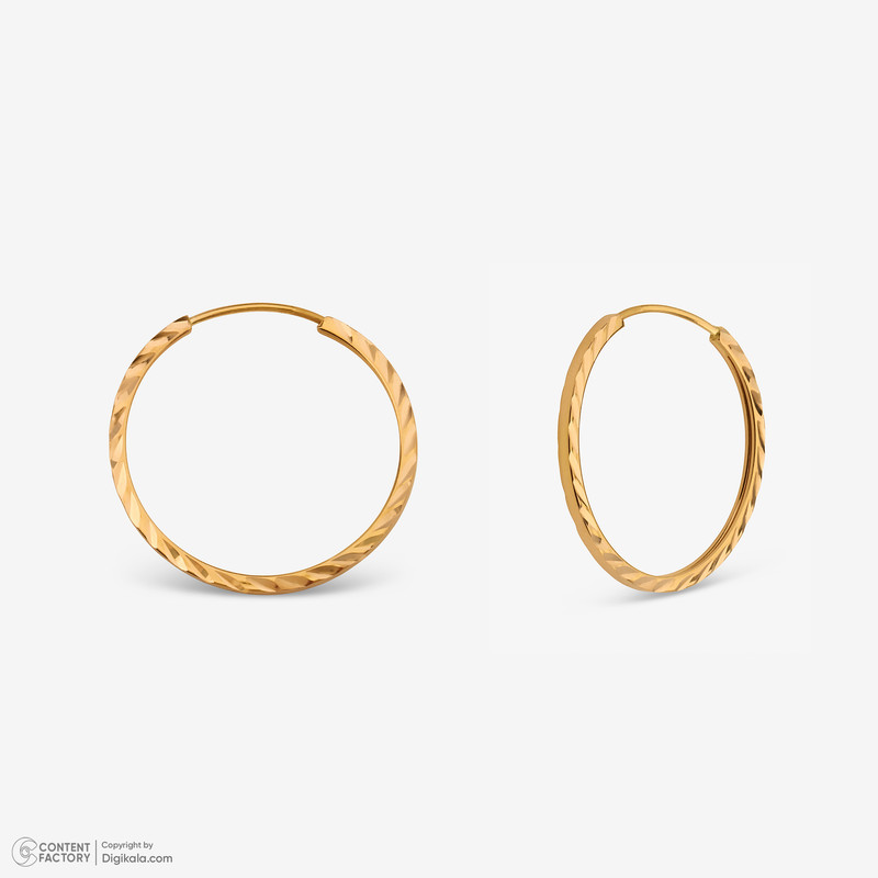 گوشواره حلقه‌ای طلا کم اجرت  18 عیار زنانه ناریا مدل تراش کد Me20-1