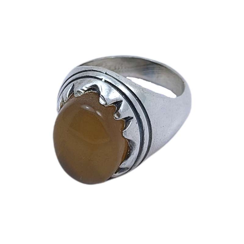 انگشتر نقره مردانه مدل عقیق یمنی