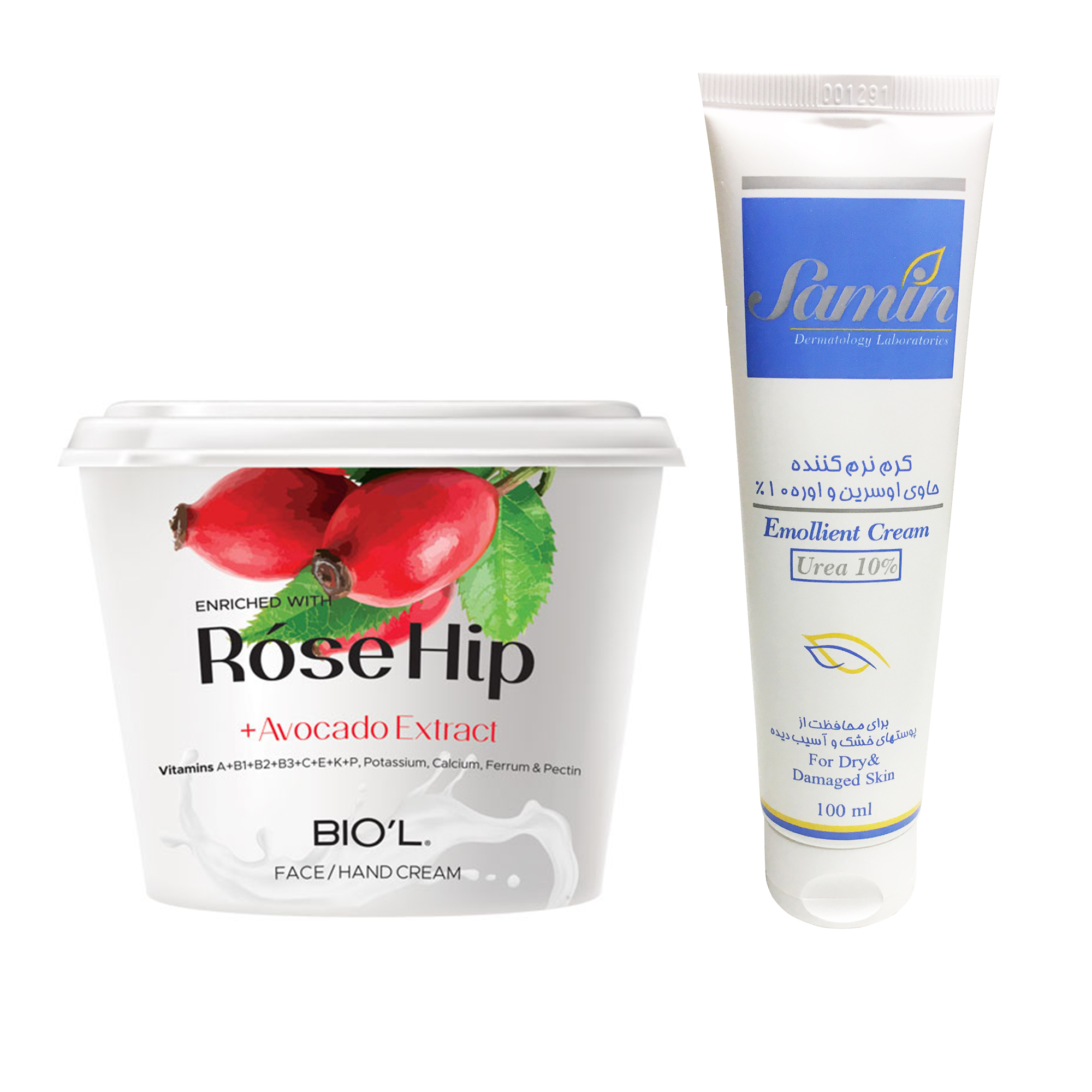 کرم نرم کننده ثمین مدل اوسرین و اوره %10 حجم 100 میلی لیتر به همراه کرم مرطوب کننده بیول مدل Rose Hip حجم 250 میلی لیتر
