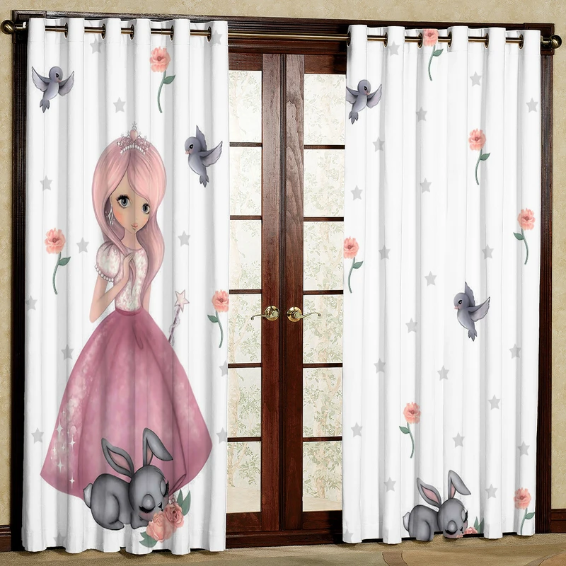 پرده مدل دختر و خرگوش مخمل پانچی کد 4700 سایز 200x140 سانتی متر