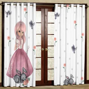 پرده مدل دختر و خرگوش هازان پانچی کد 4700 سایز 140x200 سانتی متر