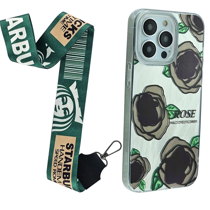 کاور کریتیو مدل گل رز مناسب برای گوشی موبایل اپل Iphone 13pro به همراه بند آویز
