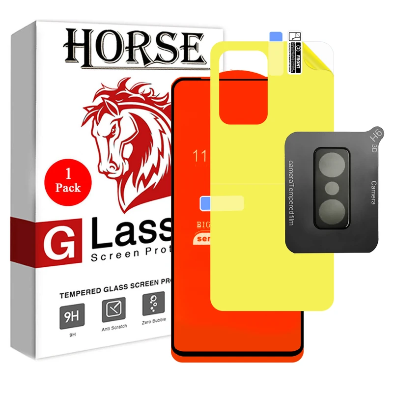 محافظ صفحه نمایش هورس مدل 3FNF-Glass مناسب برای گوشی موبایل شیائومی 11T به همراه محافظ پشت گوشی و محافظ لنز دوربین