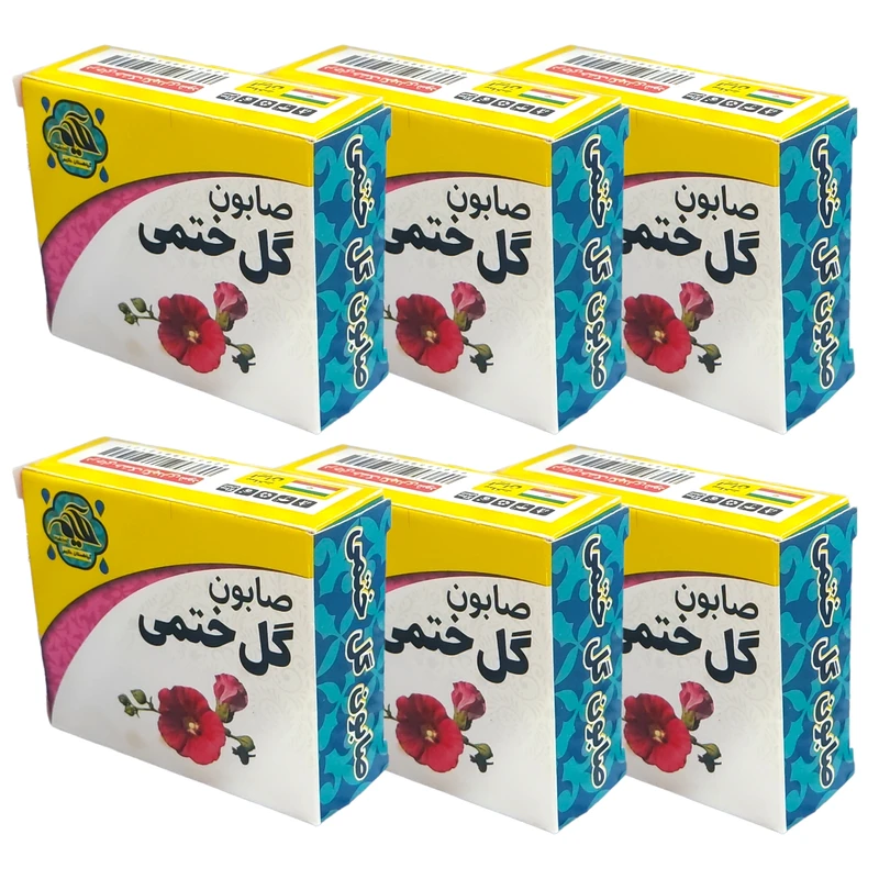 صابون شستشو گیاهستان حکیم مدل گل ختمی وزن 70 گرم بسته شش عددی