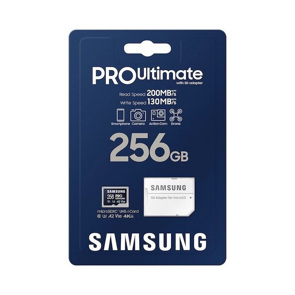 کارت حافظه microSDXC سامسونگ مدل Pro Ultimate کلاس 10 استاندارد UHS-I U3 سرعت 200MBps ظرفیت 256 گیگابایت