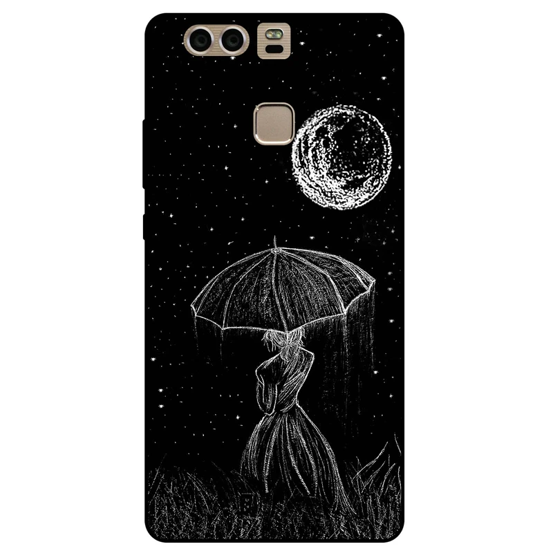 کاور مگافون طرح دختر و ماه مدل 1369 مناسب برای گوشی موبایل هوآوی P9 Plus