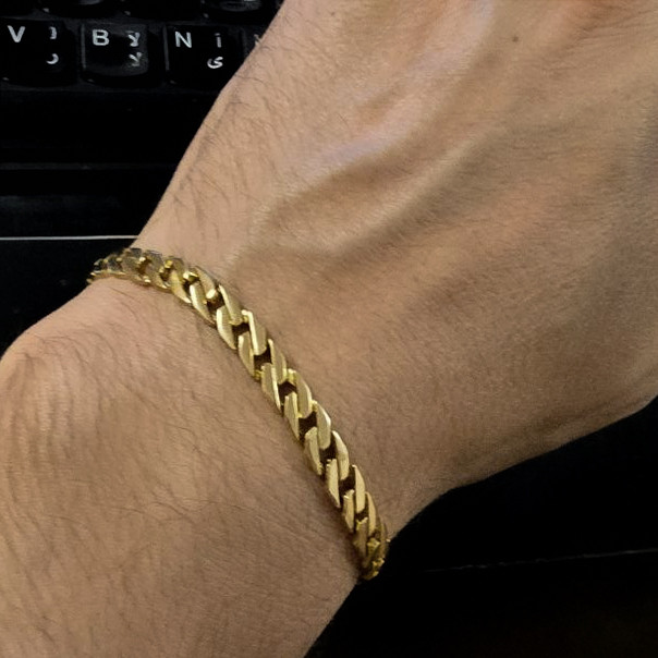 دستبند طلا 18 عیار مردانه گالری رحمانی مدل  کارتیه تخت C06