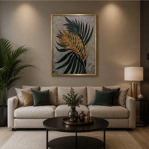 تابلو طرح نخل اریکا مدل تابلو نقاشی دکوراتیو با طرح نخل اریکا فریم طلایی