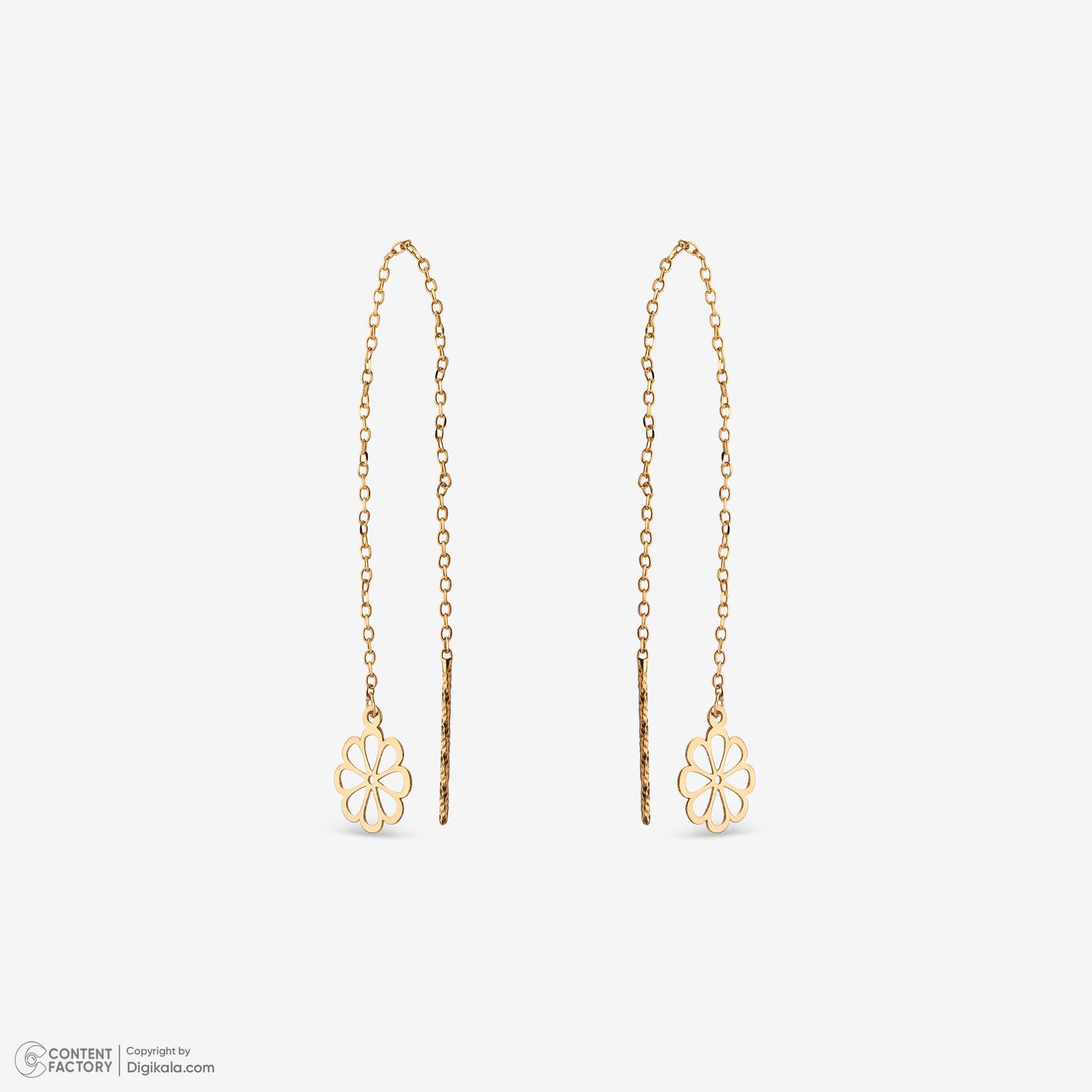 گوشواره بخیه‌ای طلا کم اجرت  18 عیار زنانه نگین مدل 108 -  - 3