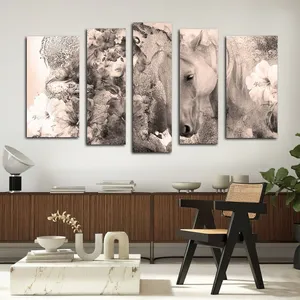 تابلو شاسی بکلیت طرح نقاشی چهره و اسب مدل SH-2562 مجموعه 5 عددی