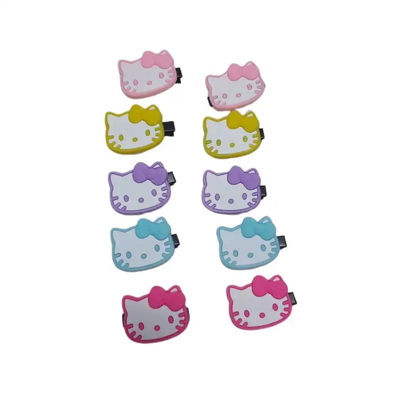 گیره مو دخترانه مدل عروسکی طرح کیتی مجموعه 10 عددی