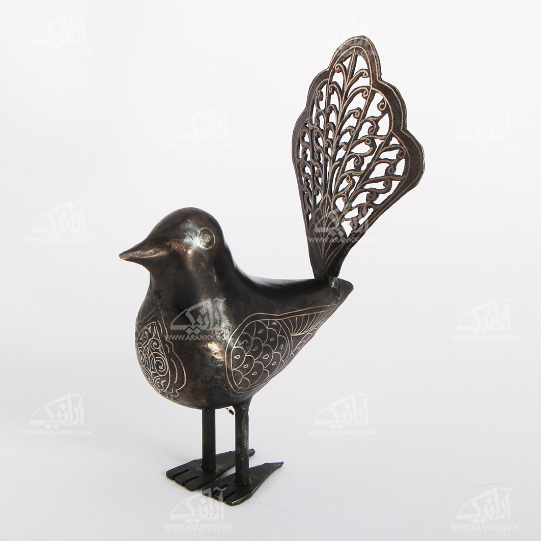 مجسمه فولادی‏ نقره کوب-مشبک رنگ ‏ خاکستری تیره‏ طرح ‏پرنده‏ مدل 1105700003