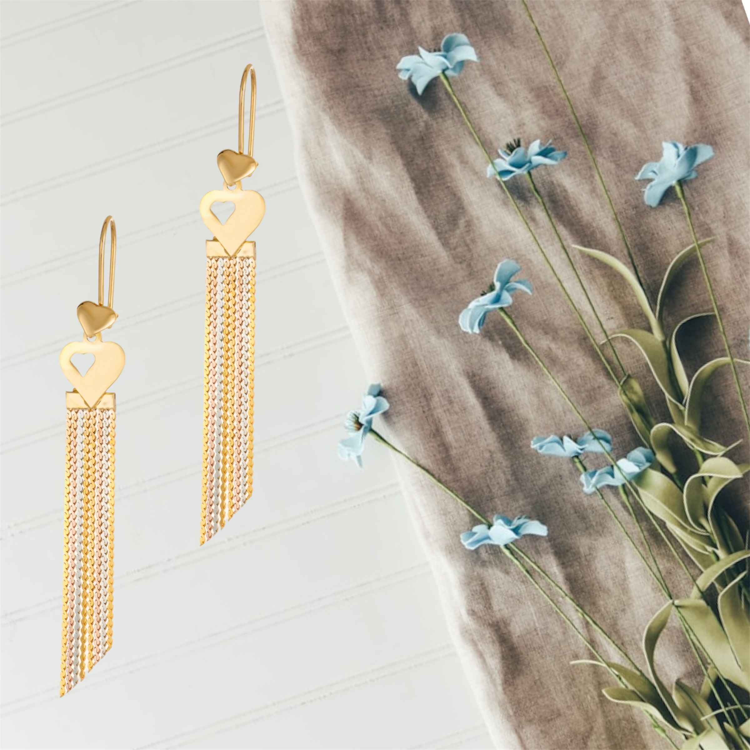 گوشواره طلا 18 عیار زنانه لیلیوم‌ گلد مدل DEGCC17-26d طرح رنگی رشته ای