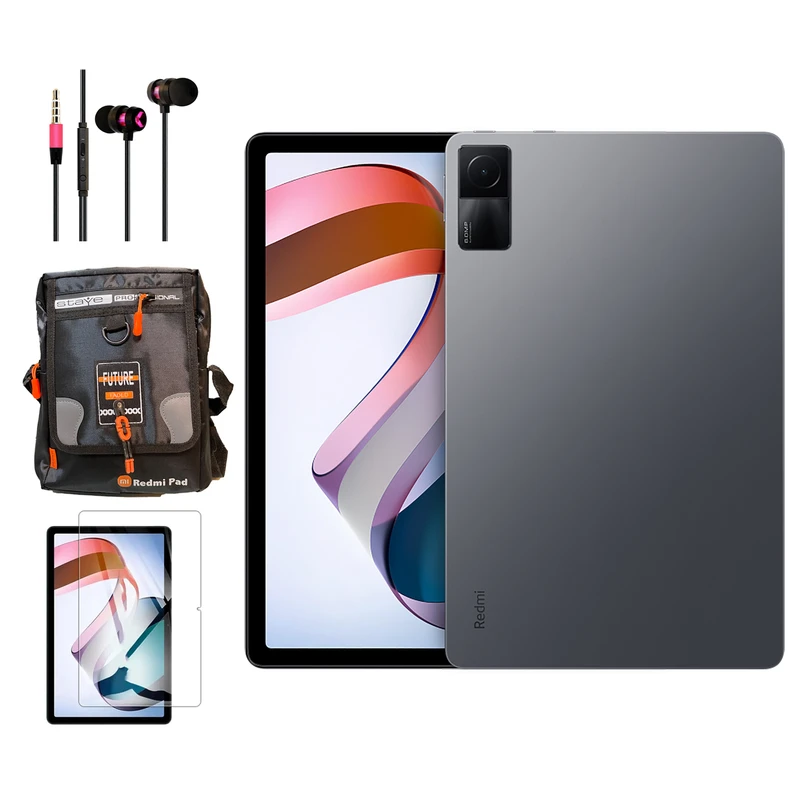 تبلت شیائومی مدل Redmi Pad ظرفیت 128 گیگابایت و رم 6 گیگابایت به همراه هندزفری و کیف و محافظ صفحه نمایش