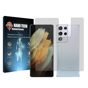Nano tech transparent screen protector suitable Samsung Galaxy S21 Ultra 5G mobile phone along with back of the phone