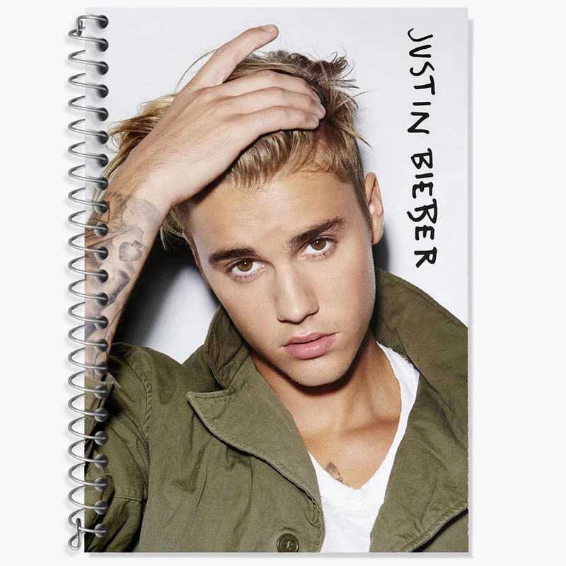 دفتر زبان 50 برگ خندالو مدل دو خط طرح جاستین بیبر Justin Bieber کد 2703