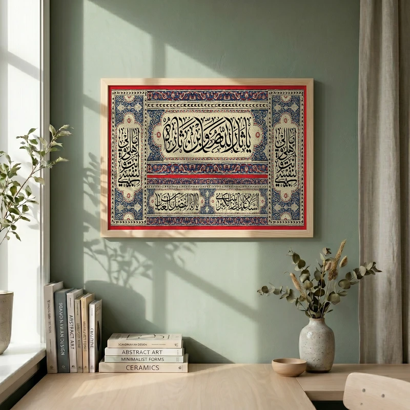 تابلو طرح یا ثار الله مدل G15529 فریم کرم روشن