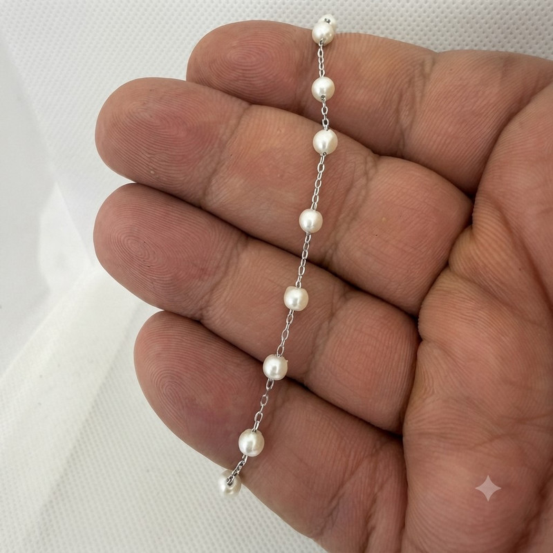 دستبند نقره زنانه مدل مروارید D.B12204