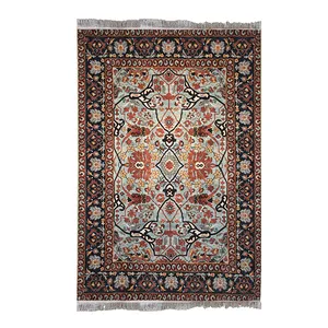 فرش ماشینی 1200 شانه فرش صرافیان زمینه آبی حاشیه سرمه ای مدل دوریس