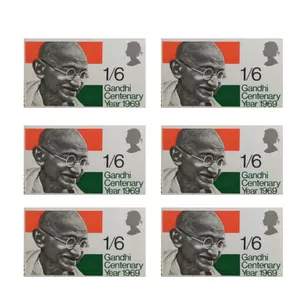 تمبر یادگاری مدل گاندی مجموعه 6 عددی