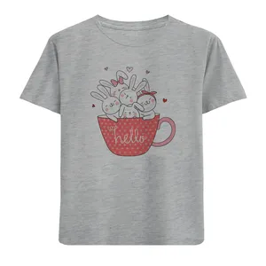 تی شرت آستین کوتاه دخترانه مدل فنجون خرگوشی D8