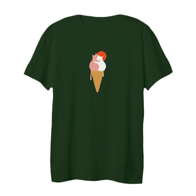 تی شرت لانگ آستین کوتاه زنانه مدل بستنی گربه ای