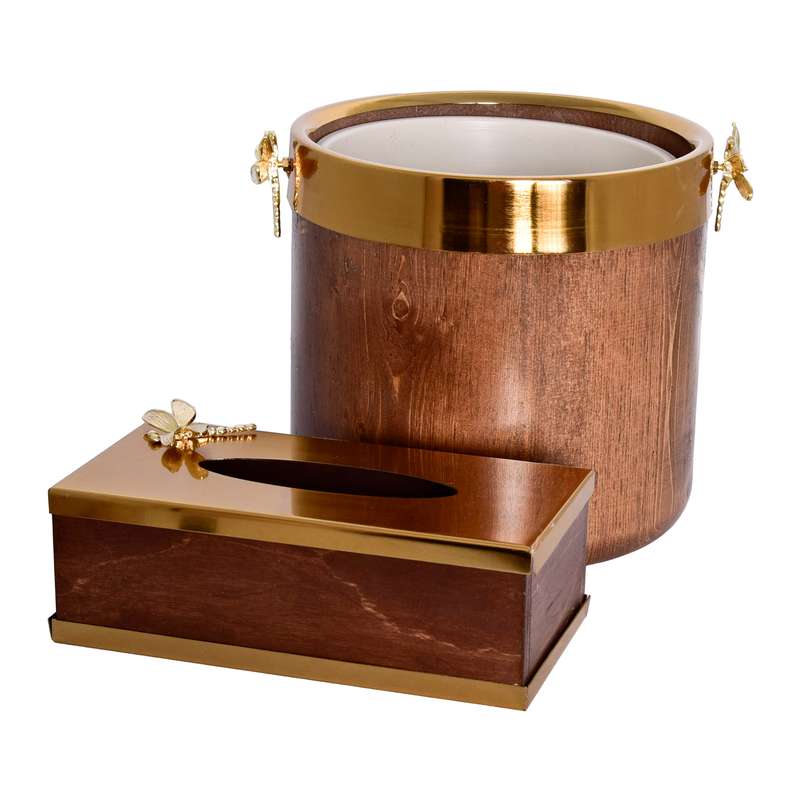 ست سطل و جای دستمال کاغذی مدل سنجاقک ست سطل و جای دستمال کاغذی مدل سنجاقک