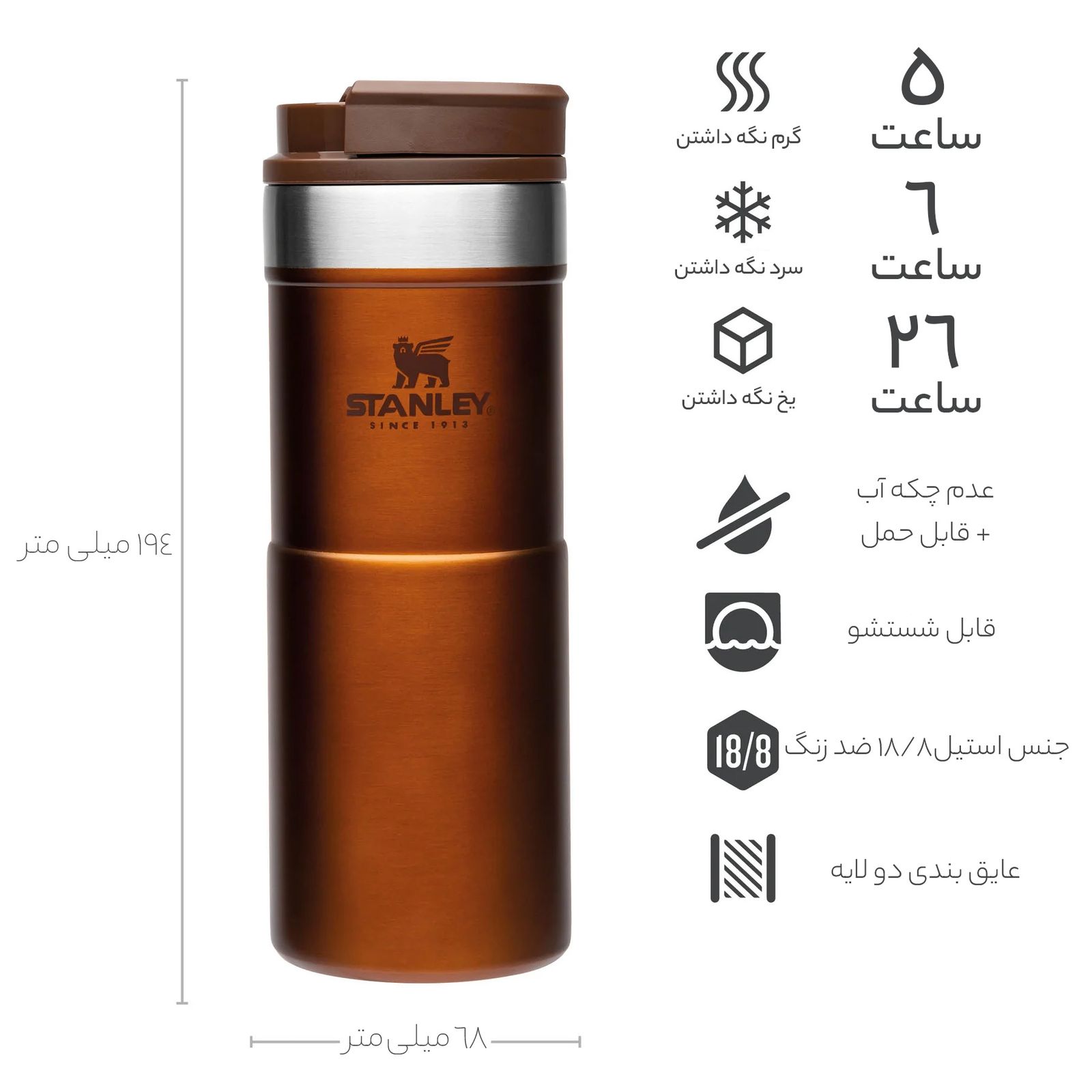 ماگ سفری استنلی مدل Never Leak کد F2021 گنجایش 0.470 لیتر -  - 25