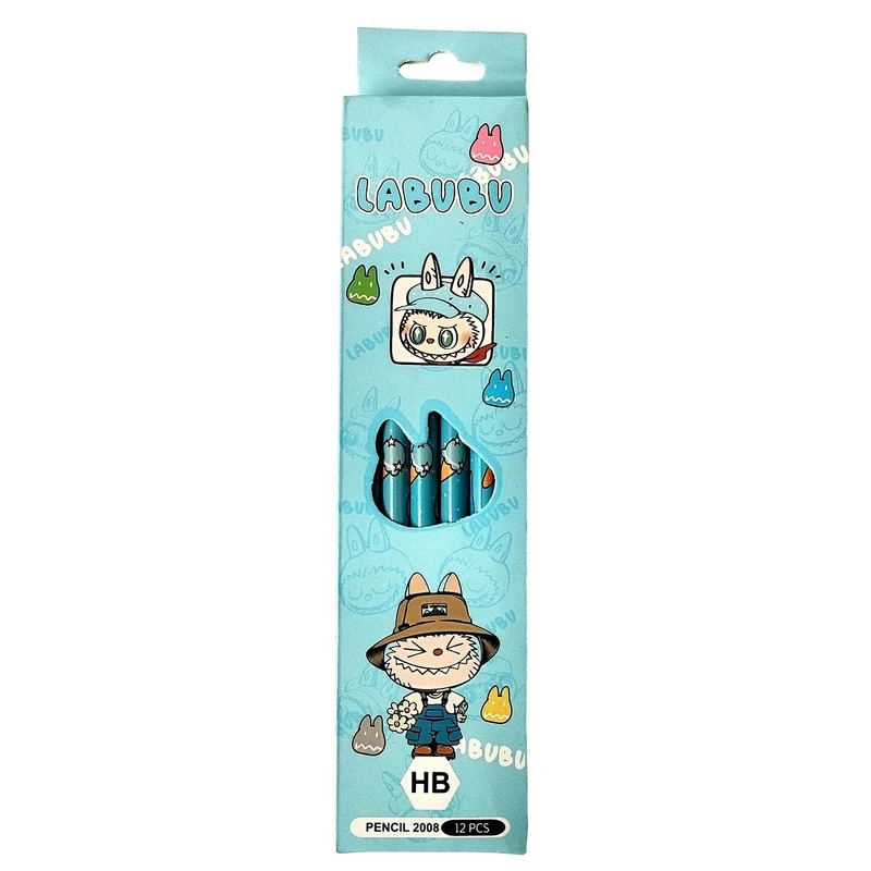 مداد مشکی با درجه سختی HB مدل پاک کن دار لبوبو کد 00B بسته 12 عددی