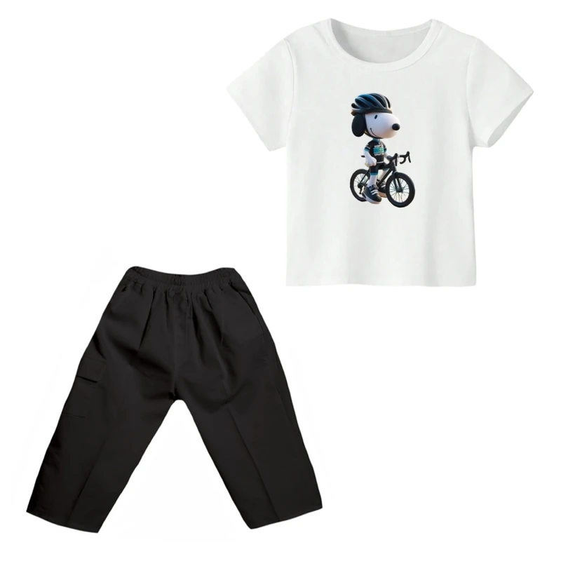 ست تی شرت و شلوارک پسرانه مدل اسنوپی کد ۴۰