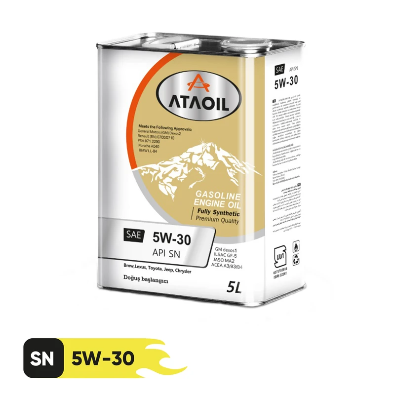 روغن موتور بنزینی آتا اویل مدل 5w-30 sn  حجم 5 لیتر
