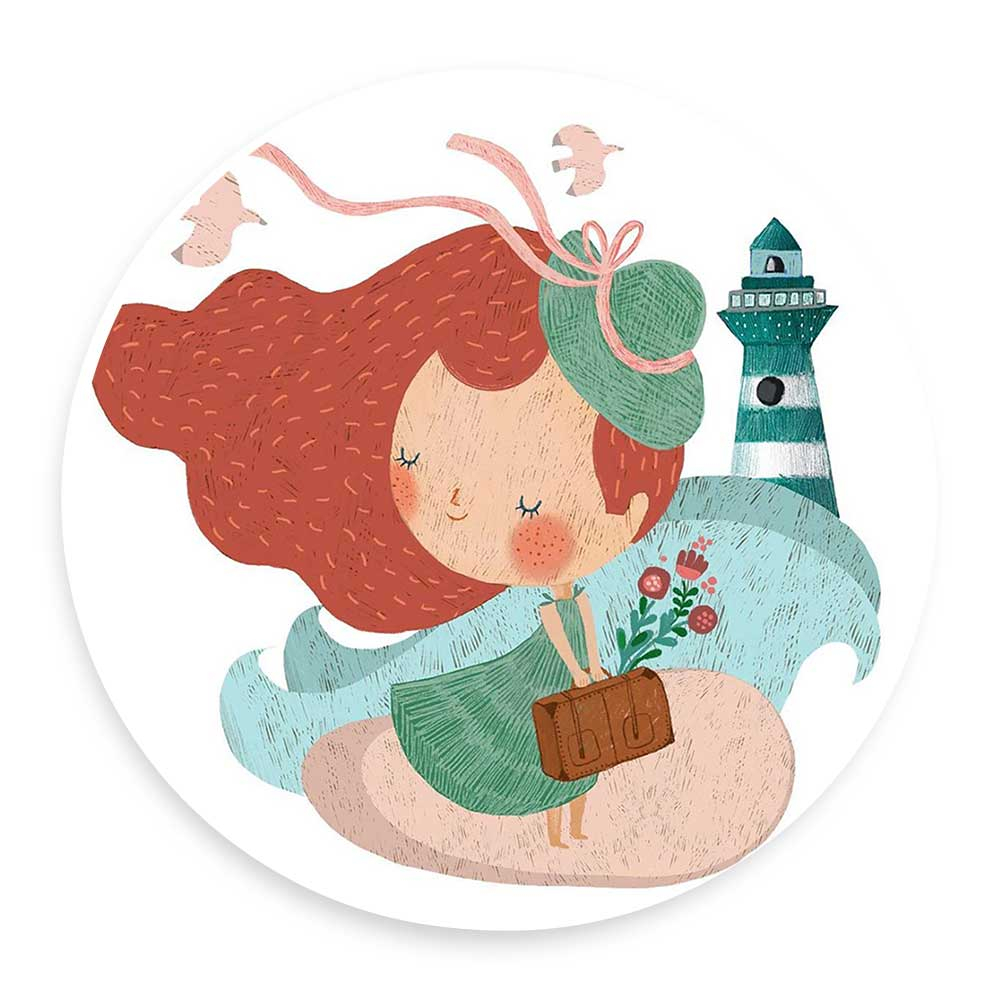 دیوارکوب طرح دختر و فانوس دریایی مدل wtb236