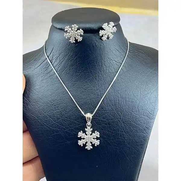 نیم ست نقره زنانه مدل دونه برف کد 69190