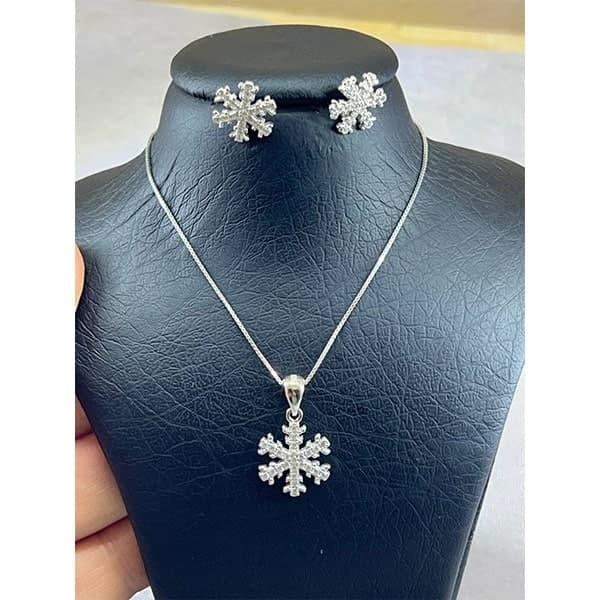 نیم ست نقره زنانه مدل دونه برف کد 69190