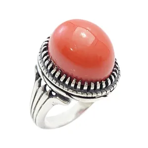 انگشتر نقره مردانه مدل مرجان چراغدار کد 5419261