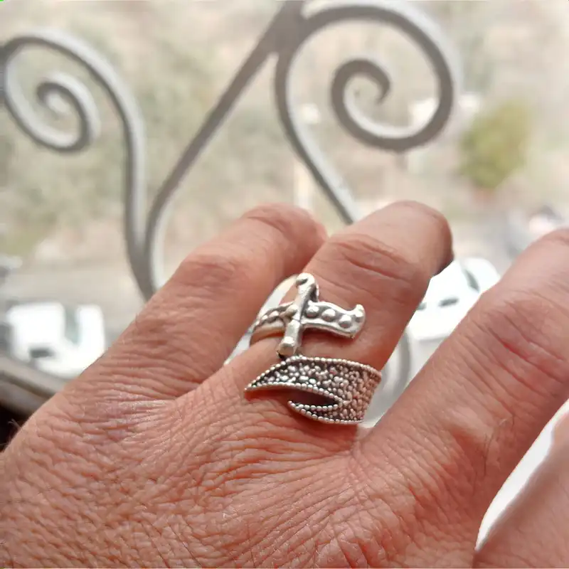 انگشتر مردانه مدل ششمشیر ذوالفقار کد ZOLL--122