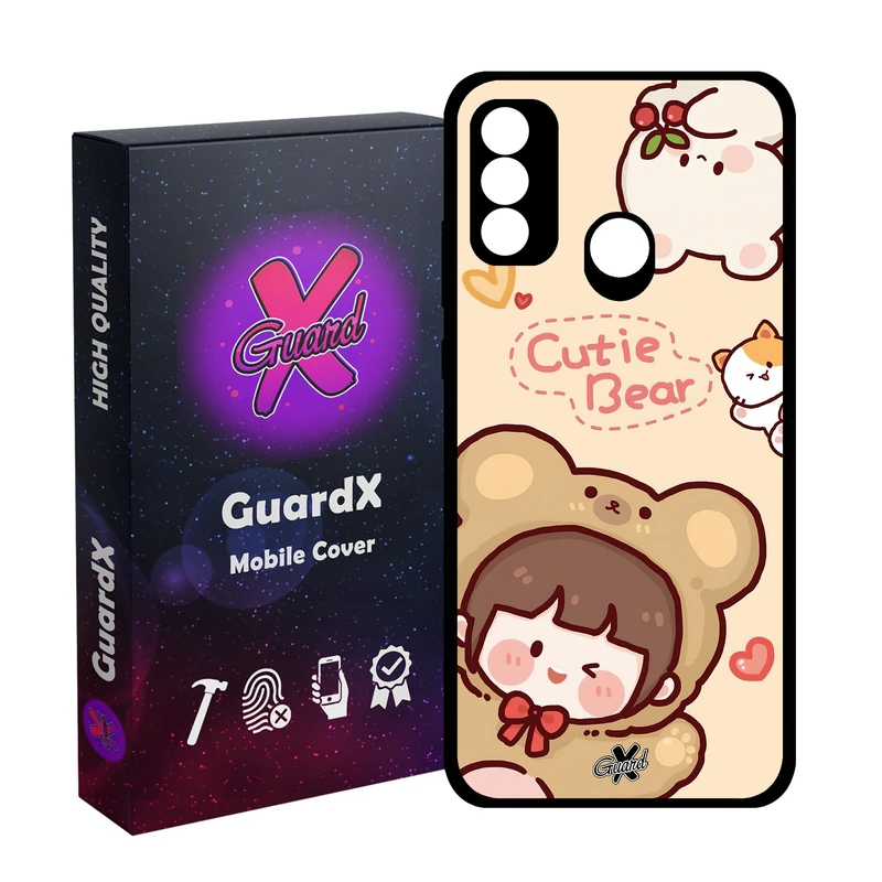 کاور گارد ایکس طرح خرسی مدل Glass10506 مناسب برای گوشی موبایل هوآوی Y8S