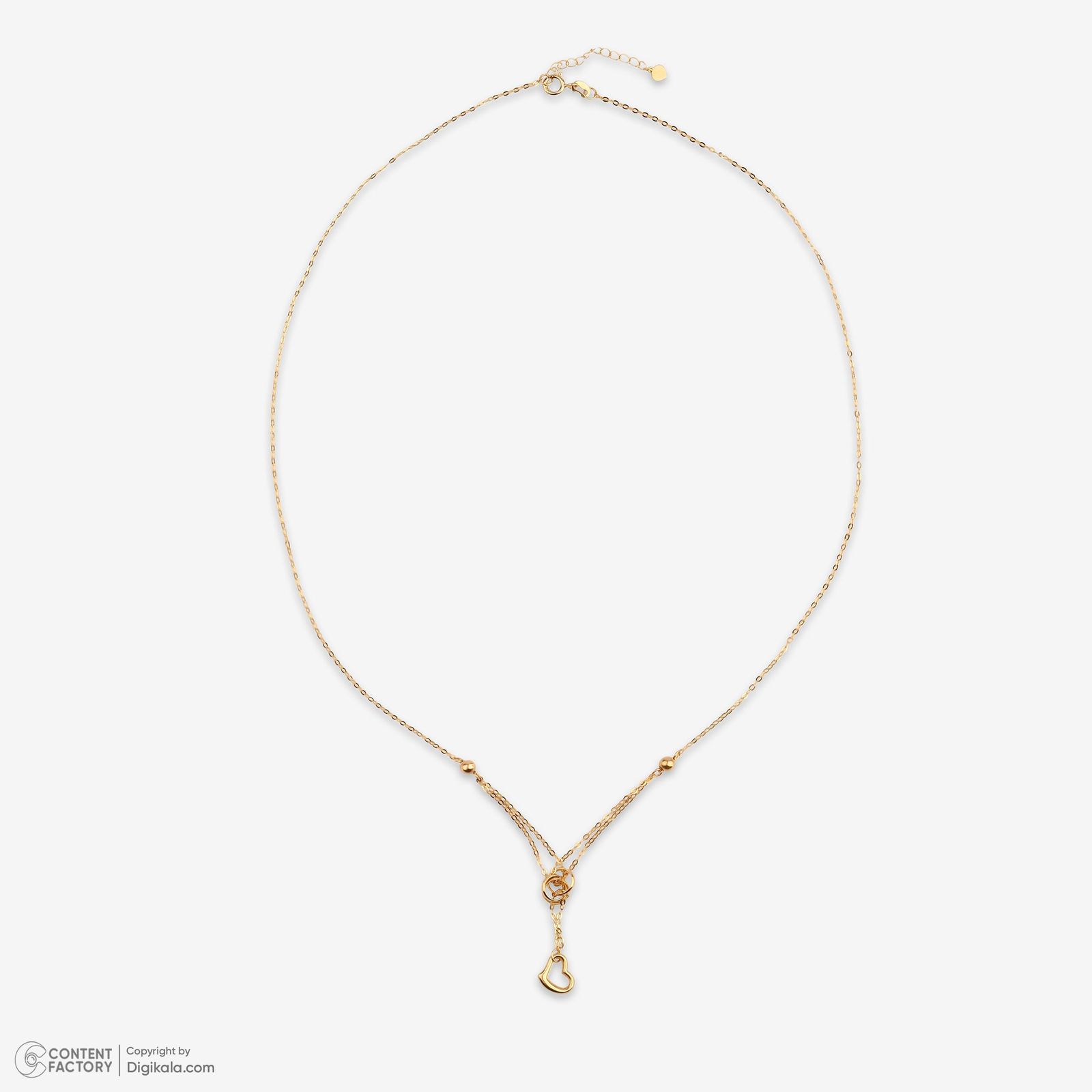 گردنبند طلا 18 عیار زنانه با زنجیر حلقهای (فلامینگو) وی گالری مدل گوی و قلب کد NC2051 -  - 2