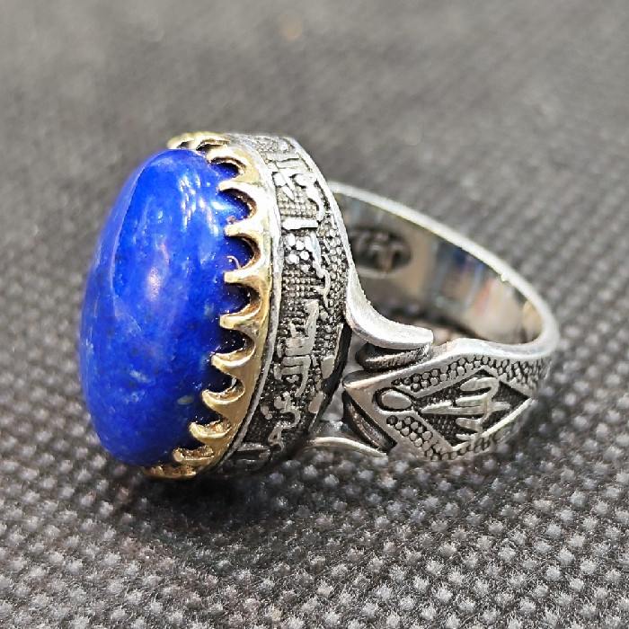 انگشتر نقره مردانه مدل سنگ لاجورد کد 25