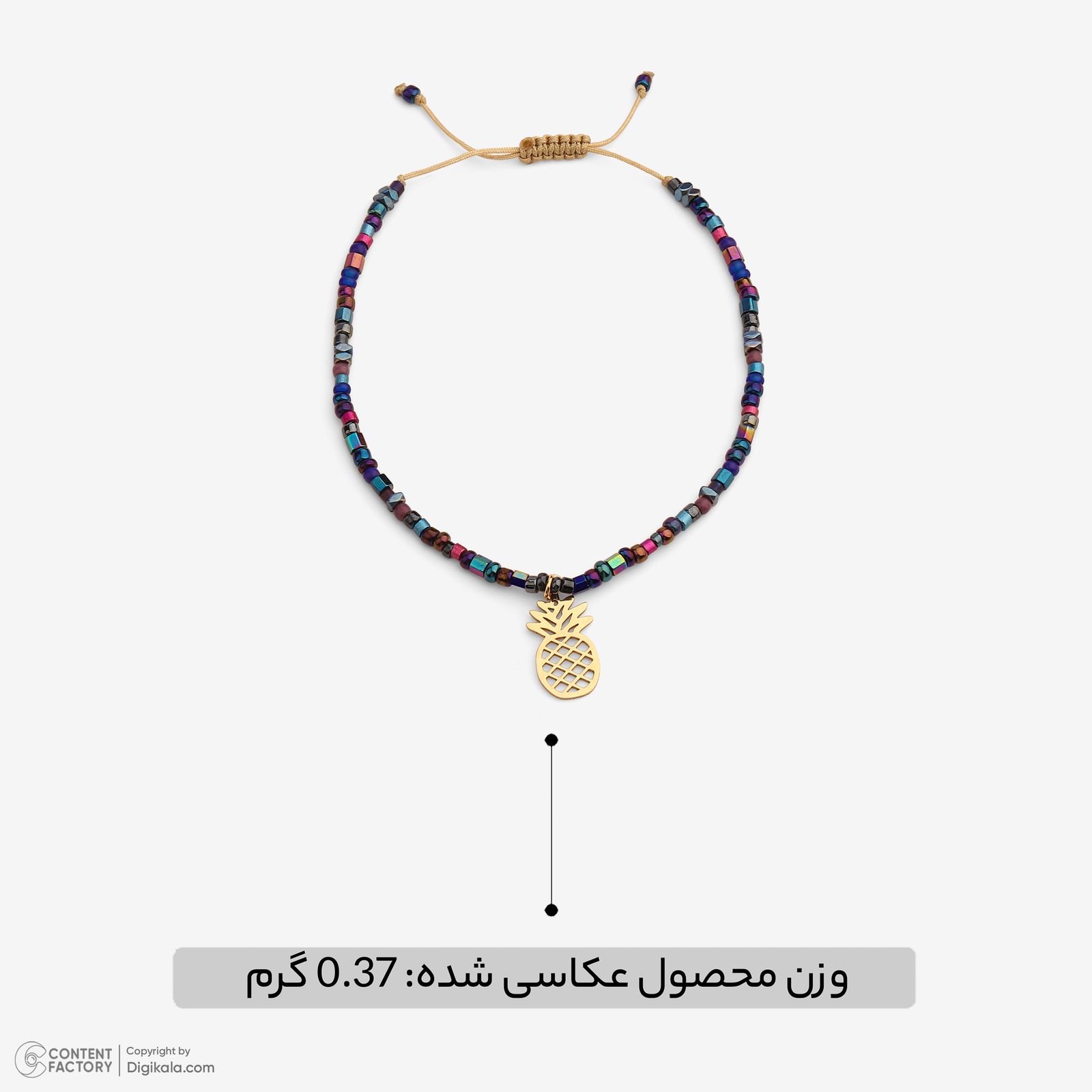 دستبند طلا 18 عیار زنانه با بند مهره‌ای سنجاق مدل آناناس -  - 2